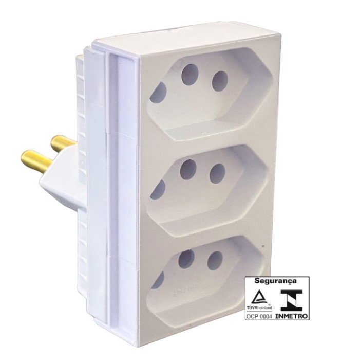 PINO ADAPTADOR TRES SAIDAS MONOBLOCO 2P+T 20A 250V
