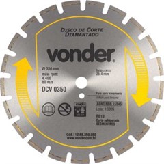 DISCO DIAMANTADO  350MM P/ASFALTO/CONCRETO DCV350
