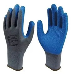 LUVA MALHA PALMA LATEX CORRUG. AZUL SS1005  9-G
