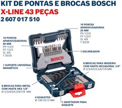 KIT X-LINE 43PCS (BITS/BROCAS/ADAPTADORES)